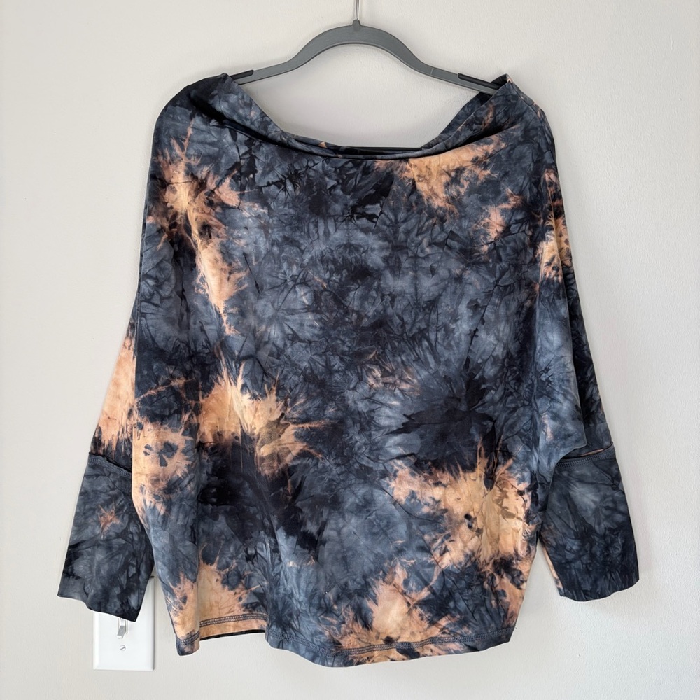 Umgee Tie Dye Dolman Sleeve Slouchy Off The Shoulder Top Boho Loungewear